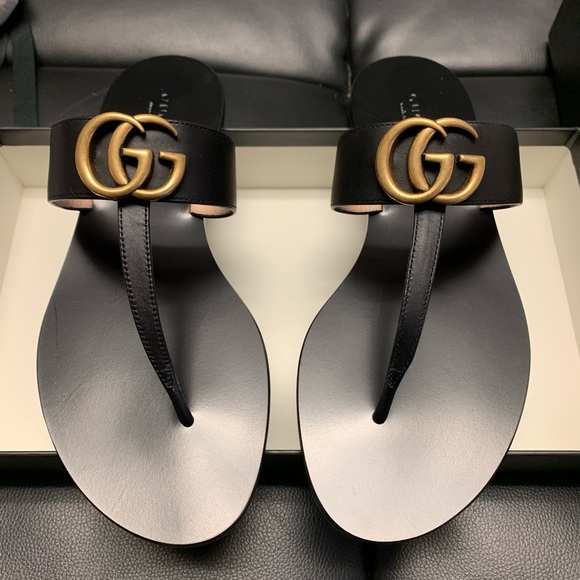 Gucci Shoes - **SOLD** Gucci Leather Thong Sandal with Double G